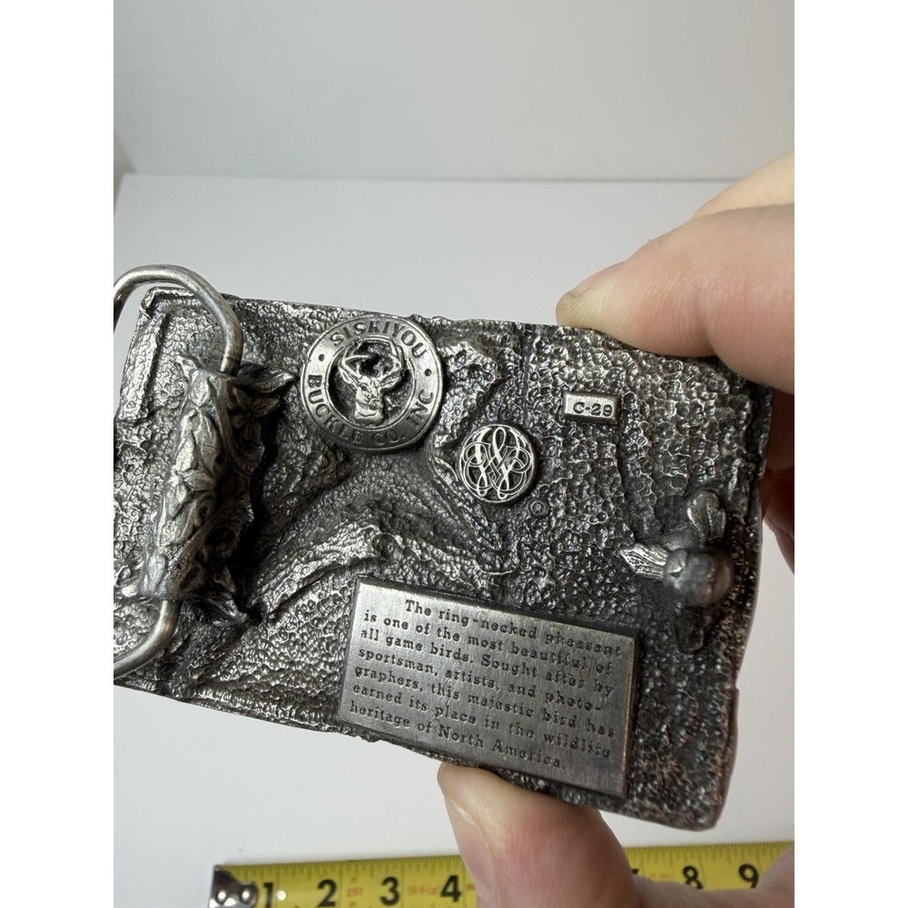 Ring-Necked Pheasant Belt Buckle Bird Hunter Sportsman Siskiyou Vintage - Picture 2 of 4